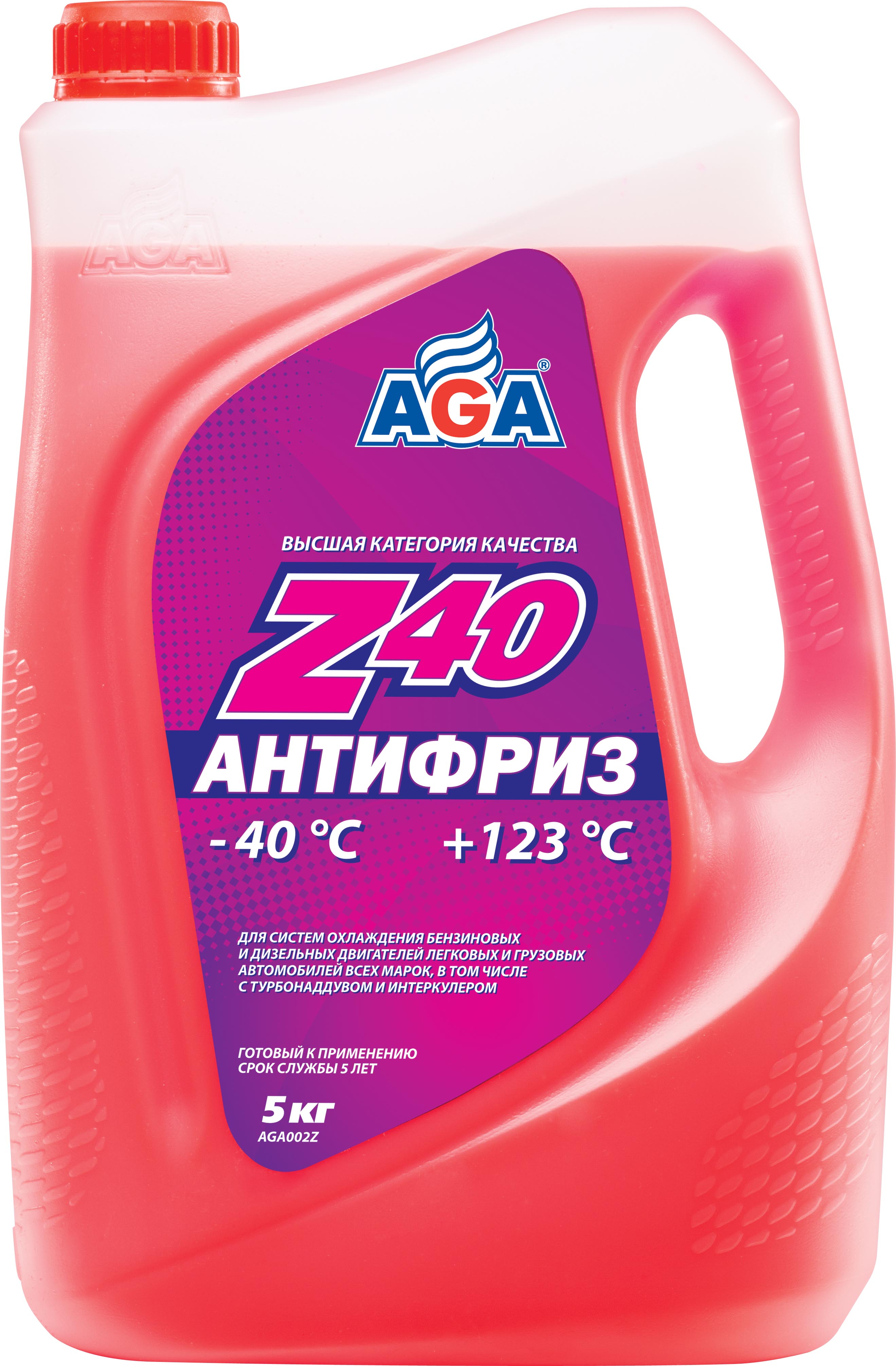 Антифриз AGA красный -40С/+123С, 5 л, готовый от магазина А-маркет