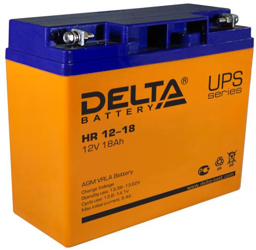Аккумулятор АКБ ИБП 12 В 18 А/ч обратная полярность Delta HR AGM 181 х 77 х 167 от магазина А-маркет
