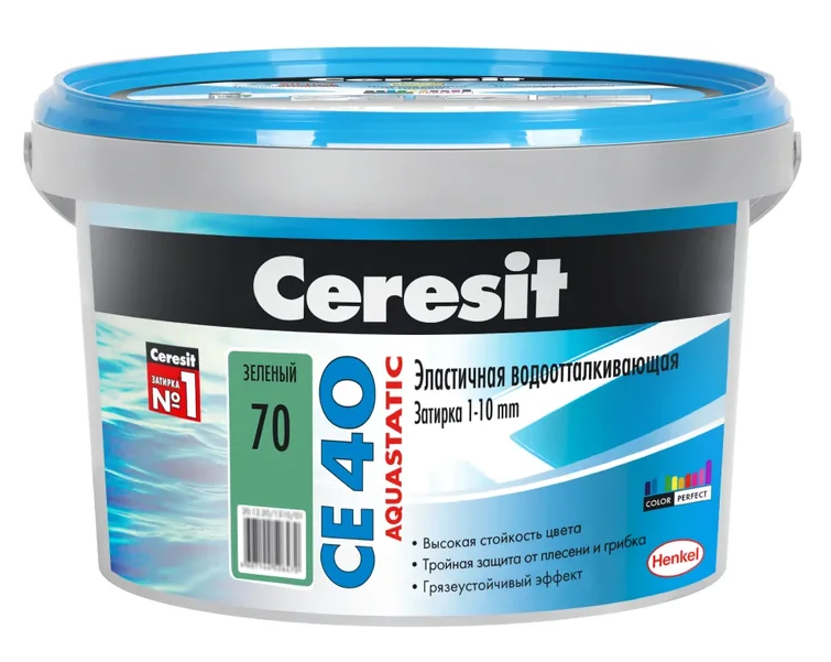 Затирка CERESIT CE 40 Aquastatic - Зеленый 70 (2 кг) /12 от магазина А-маркет