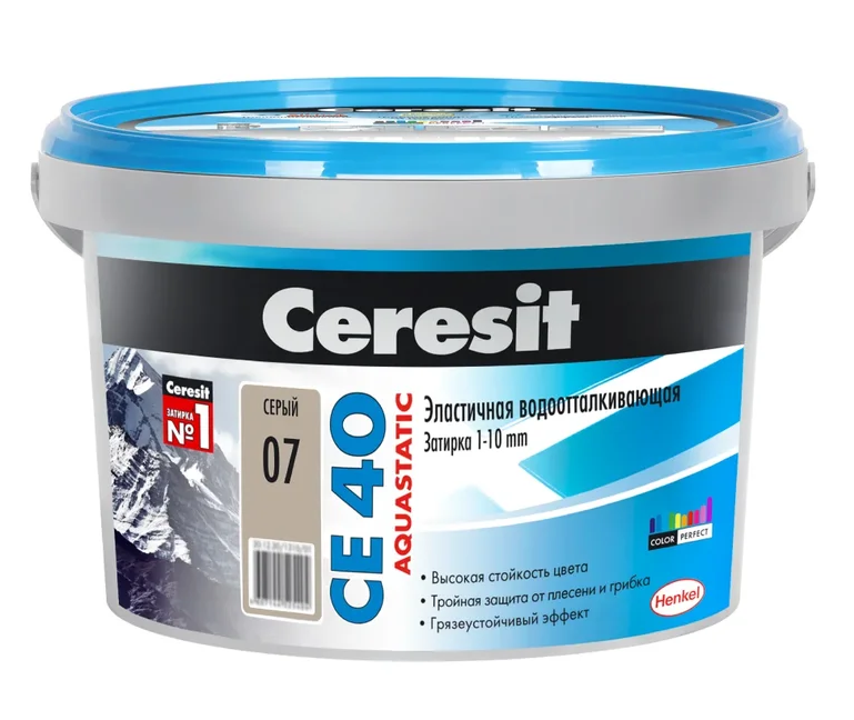 Затирка CERESIT CE 40 Aquastatic - Серая 07 (2 кг) /12 от магазина А-маркет