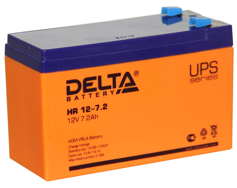 Аккумулятор ИБП 12 В 7,2 А/ч прямая полярность Delta HR AGM 151 х 65 х 94 HR12-7.2 от магазина А-маркет