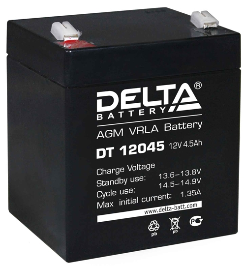 Аккумулятор ИБП 12 В 4,5 А/ч прямая полярность Delta DT AGM 90 х 70 х 107 DT12045 от магазина А-маркет