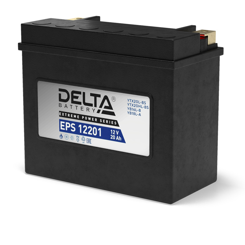 Аккумулятор Мото 12 В 20 А/ч обратная полярность Delta EPS ток 360 205 х 87 х 162 от магазина А-маркет