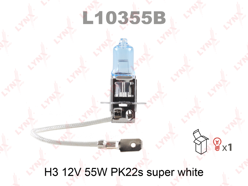 Лампа галогенная H3 12В 55Вт LYNXauto Super White L10355B от магазина А-маркет