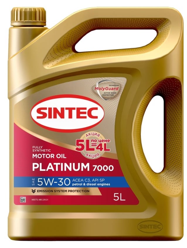 Масло Sintec  5/30 Platinum 7000 C3 SP синтетическое 5 л (4+1) от магазина А-маркет