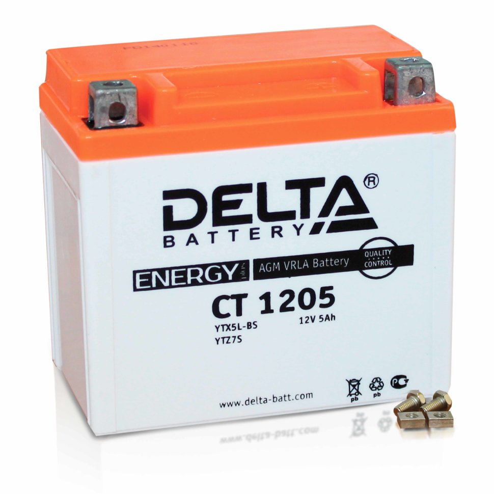 Аккумулятор Мото 12 В 5 А/ч обратная полярность Delta AGM ток 80 114 х 70 х 106 CT1205 от магазина А-маркет