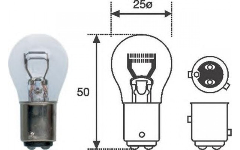Лампа накаливания 12В P21/4W BAZ15D 2-контактная смещенный цоколь LYNXauto L14021 от магазина А-маркет