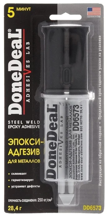 Клей эпоксидный DoneDeal шприц 5ти-минутный серый 28,4г DD6573 от магазина А-маркет