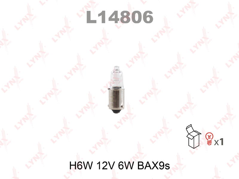 Лампа накаливания 12В H6W BAX9S металлический цоколь LYNXauto L14806 от магазина А-маркет