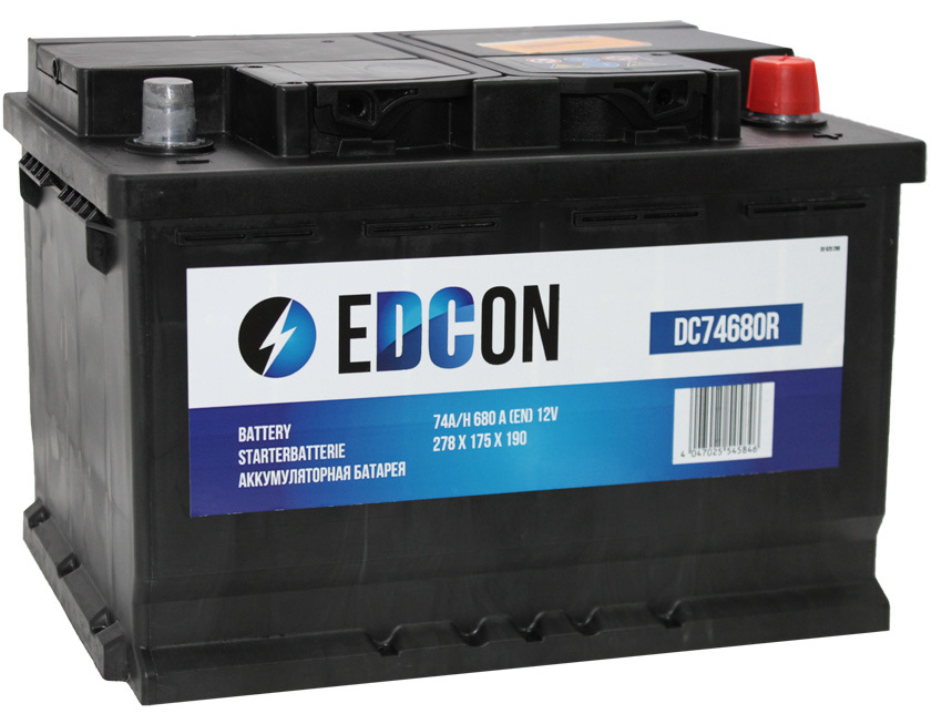 Аккумуляторная батарея EDCON обратная полярность DC74680R 19.5/17.9 74Ah 680A 278/175/190 от магазина А-маркет
