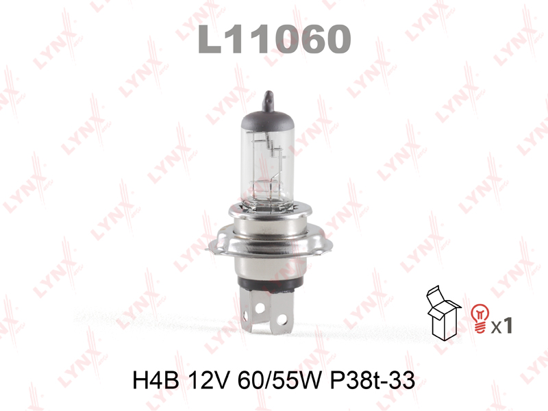 Лампа галогенная H4B 12В 60/55Вт LYNX P38T-33 L11060 от магазина А-маркет