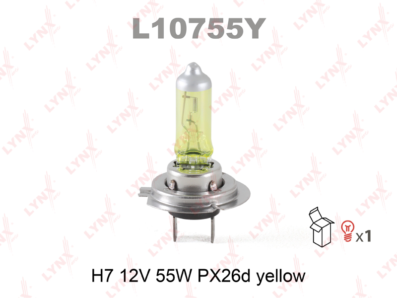 Лампа галогенная H7 12В 55Вт LYNXauto Yellow L10755Y  от магазина А-маркет