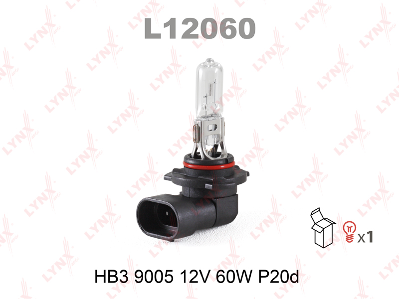 Лампа галогенная HB3 12В 60Вт LYNXauto 1шт. L12060 от магазина А-маркет