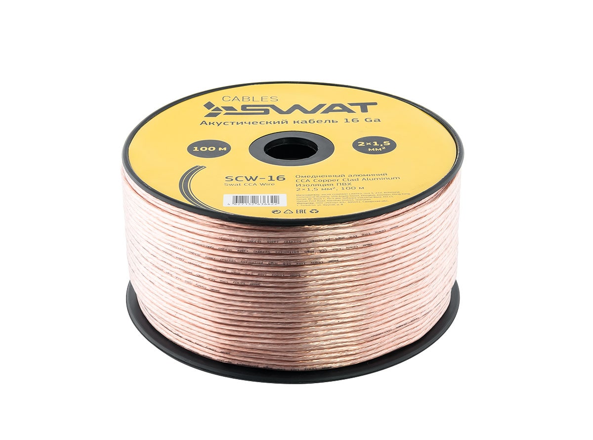 Акустический кабель Swat SCW-16 (2х1.50,100m) от магазина А-маркет