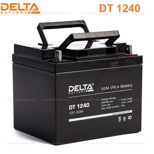 Аккумулятор ИБП 12 В 40 А/ч прямая полярность Delta DT AGM 198 х 166 х 170 DT1240 от магазина А-маркет