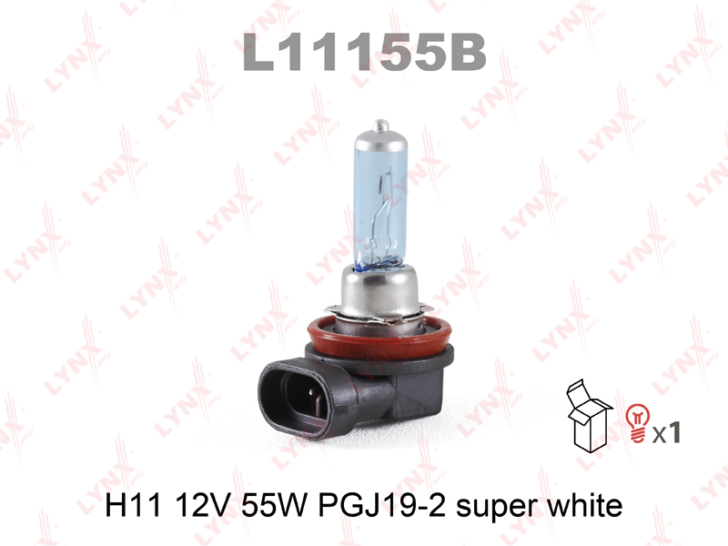 Лампа галогенная H11 12В 55Вт LYNXauto Super White L11155B от магазина А-маркет