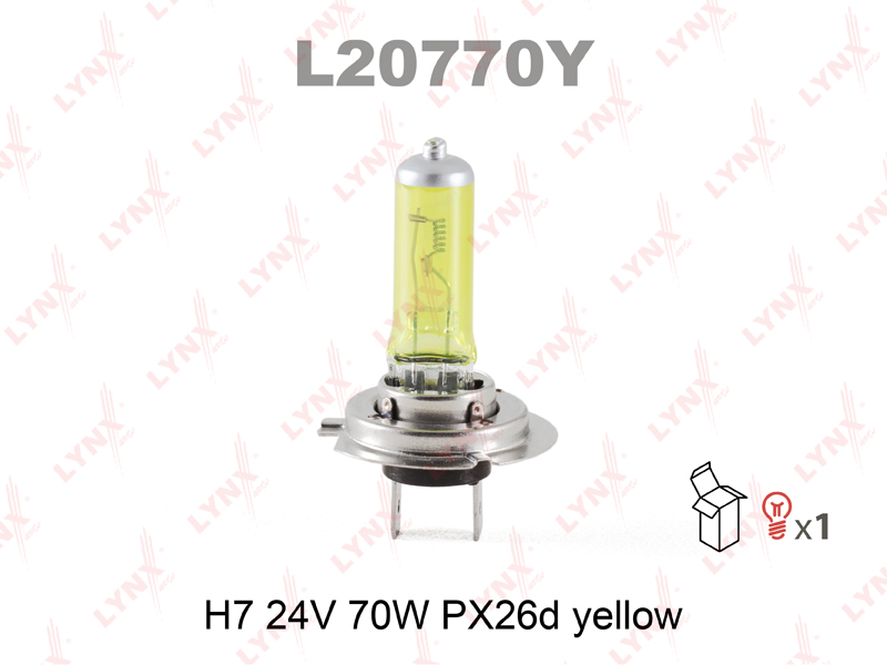 Лампа галогенная H7 24В 70Вт LYNXauto Yellow L20770Y от магазина А-маркет